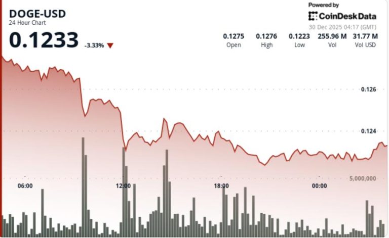 Dogecoin breaks support as year-end selling drags DOGE to $0.123